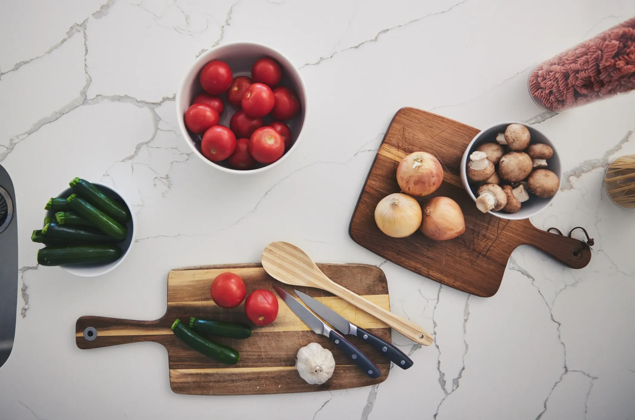 Fresh vegetables prepared for a whole-food kitchen